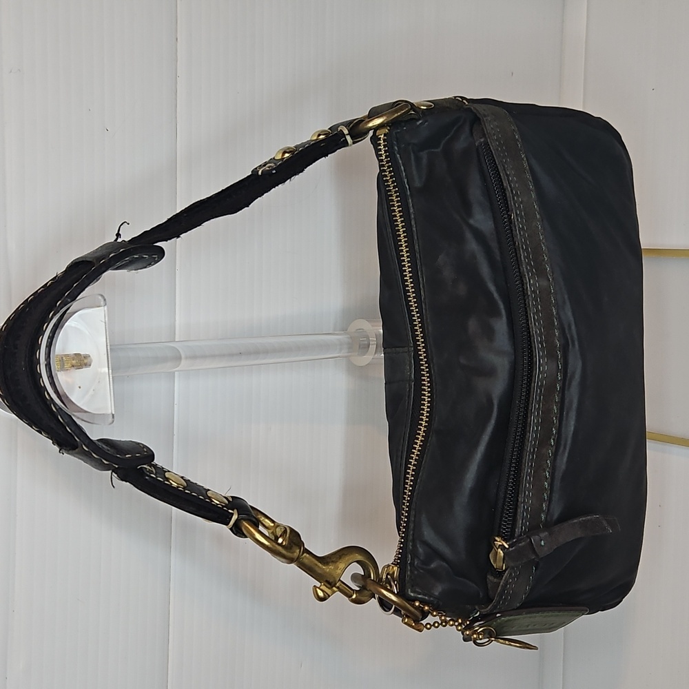Coach Black Leather Shoulder Bag with Gold Hardware